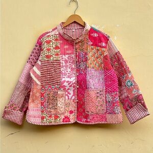 Quilted pink patchwork cotton jacket